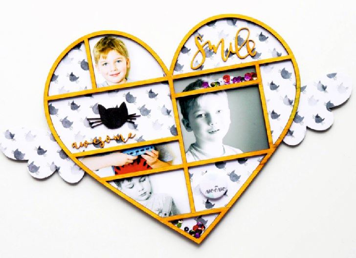 Laser Cut Smile Heart Shape Photo Frame Free Vector File