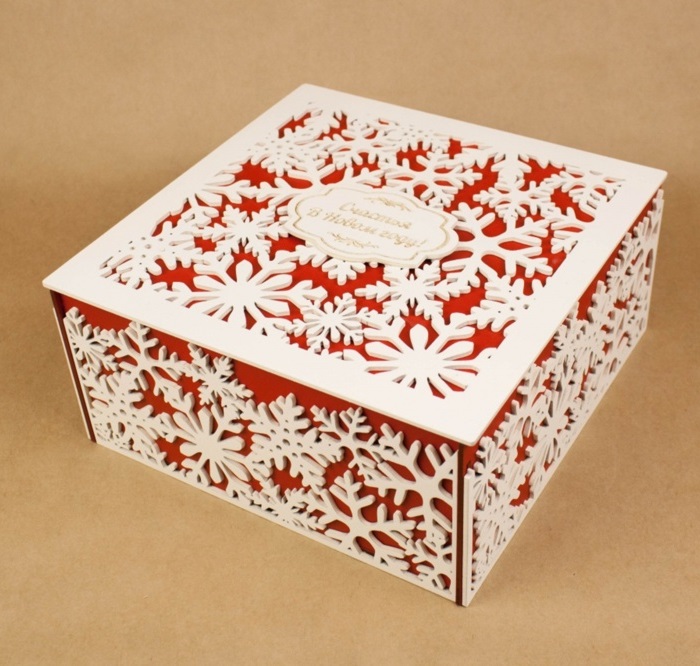 Laser Cut Snowflake Box Square Snowflake Gift Box Free Vector File