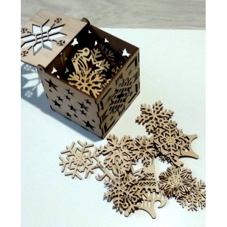 Laser Cut Snowflakes Tree Decoration Box Free Vector File