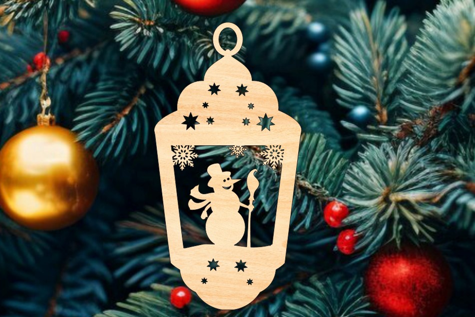 Laser Cut Snowman Ornament Hanging Bauble Christmas Decorations Free Vector File