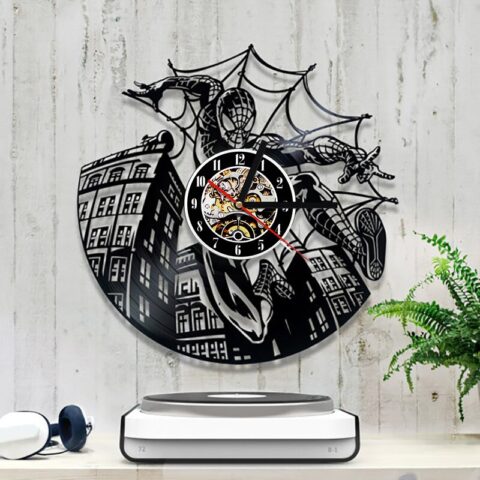 Laser Cut Spiderman Vinyl Clock Free Vector File