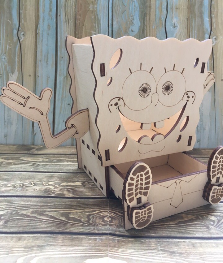 Laser Cut Spongebob Pencil Holder Free Vector File