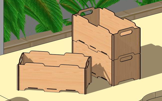 Laser Cut Stackable Storage Box Basket Free DXF File