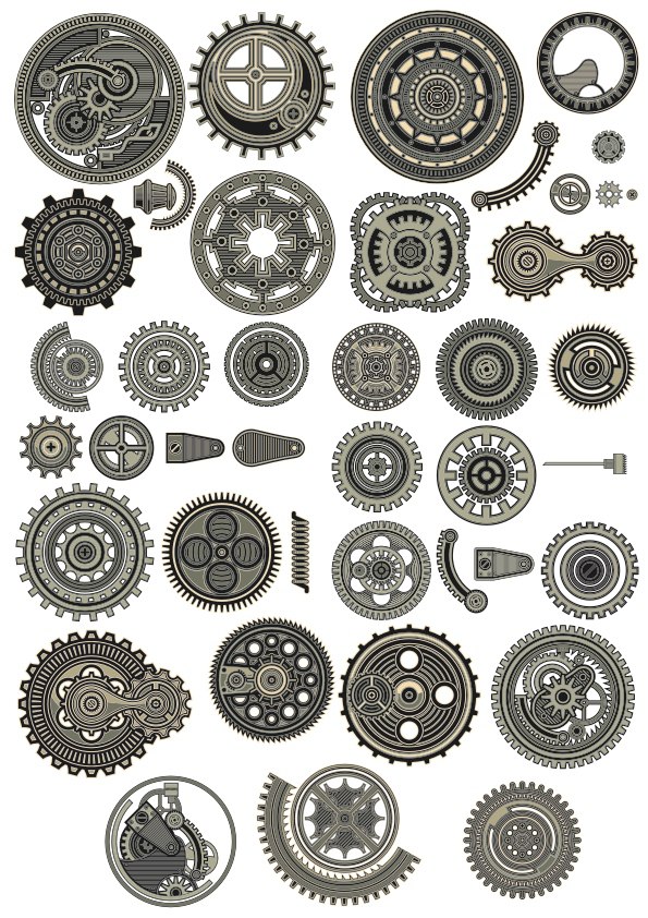 Laser Cut Steampunk Decor Set Free Vector File