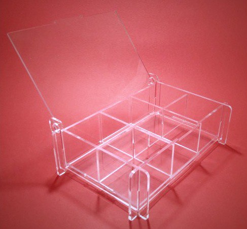 Laser Cut Storage Box With Removable Partitions Made Of Clear Acrylic Free Vector File