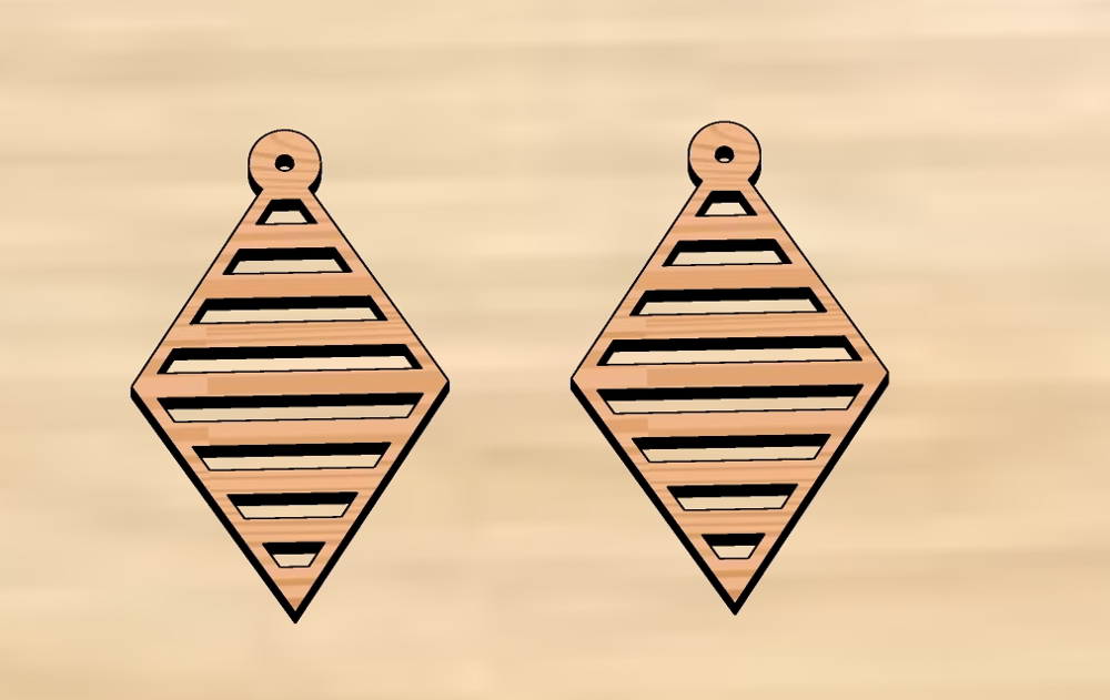 Laser Cut Stylish Wooden Dangle Earrings Free DXF File