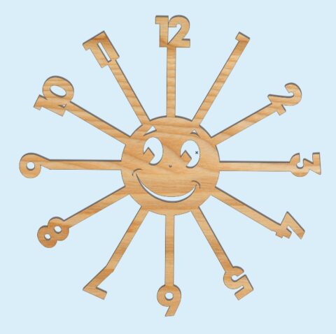 Laser Cut Sun Kids Room Wall Clock Free Vector File