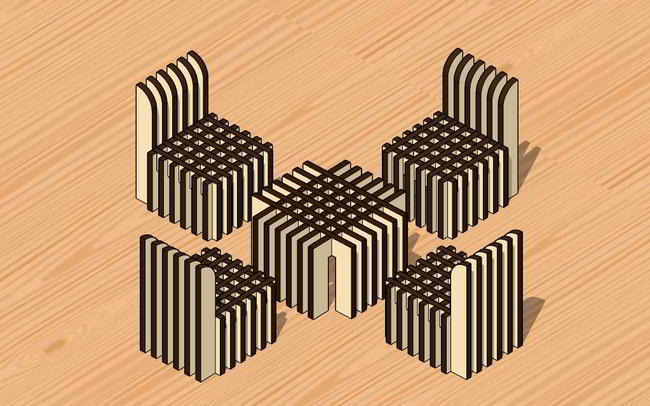 Laser Cut Table Chair Miniature Dollhouse Furniture Free DXF File