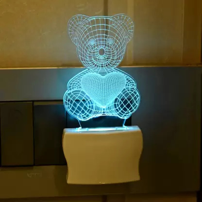 Laser Cut Teddy Bear 3d Illusion Night Lamp Free Vector File