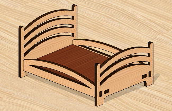 Laser Cut Toy Bed Dollhouse Free DXF File