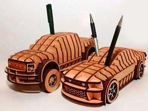 Laser Cut Toy Car Puzzle Pen Holder Pencil Stand Free Vector File