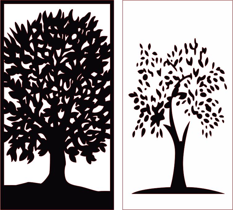Laser Cut Tree Living Room Seamless Panels Free DXF File