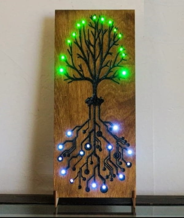 Laser Cut Tree Night Light Lamp Free Vector File