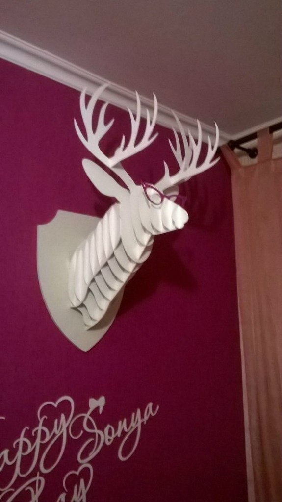 Laser Cut Trophy Deer Head Free DXF File