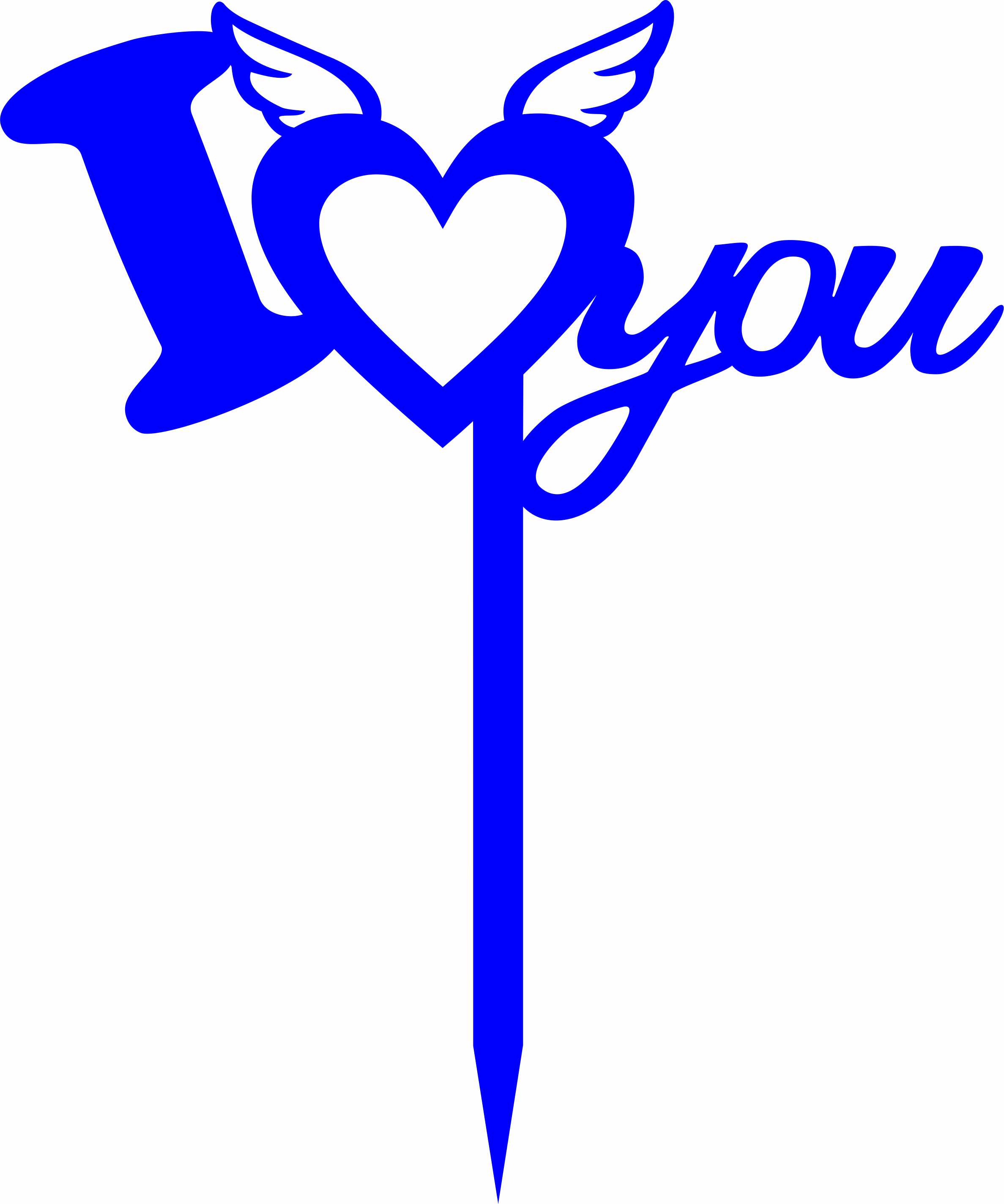 Laser Cut Valentine Love Wings Decoration Cake Topper Free DXF File