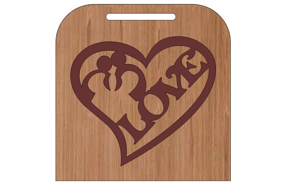 Laser Cut Valentines Day Heart Couple Engraved Wooden Tag Free Vector File