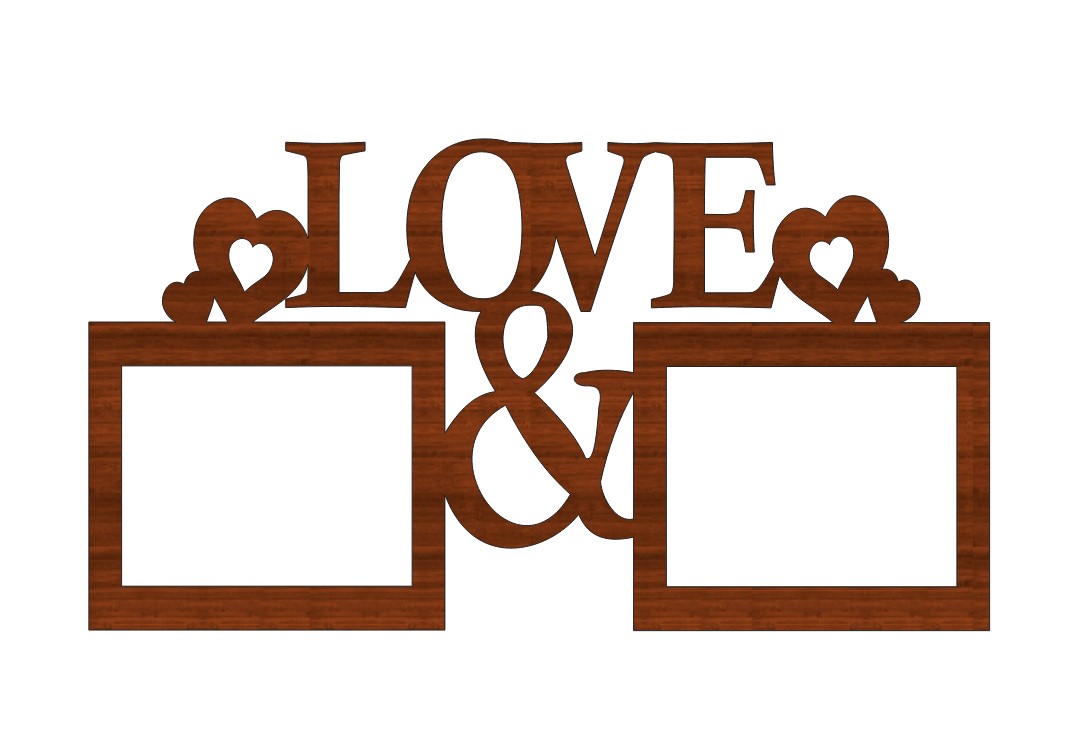 Laser Cut Valentines Day Love Heart Wooden Couple Photo Frame Free Vector File
