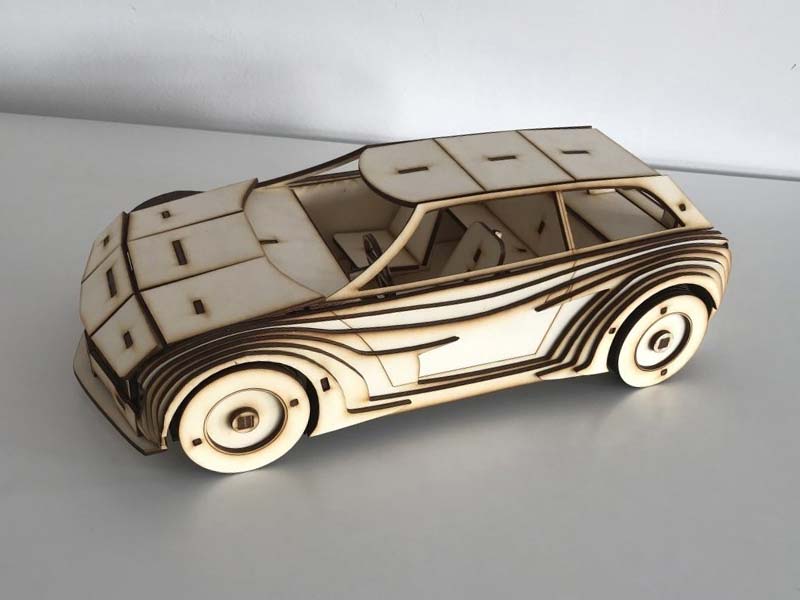 Laser Cut Volkswagen Golf Toy Car Model Free Vector File