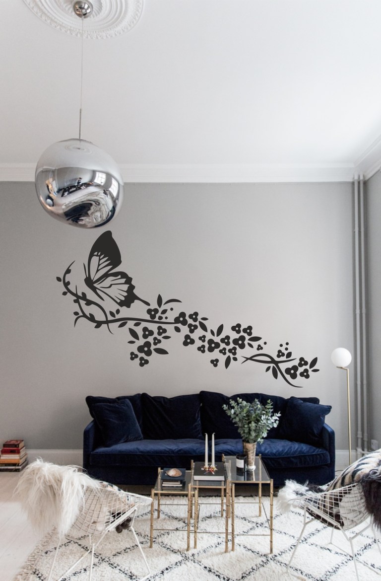 Laser Cut Wall Art Butterfly With Flowers Set Free Vector File