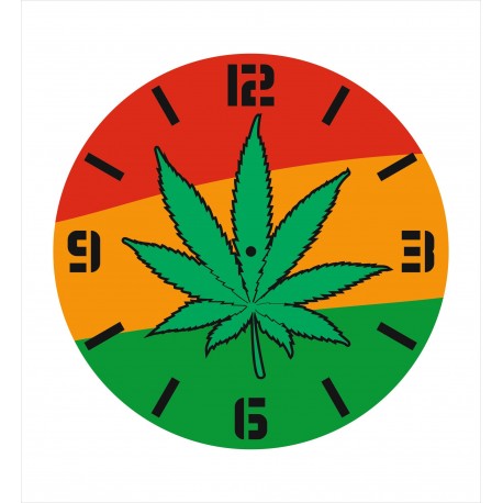 Laser Cut Wall Clock With Pot Leaf Free Vector File