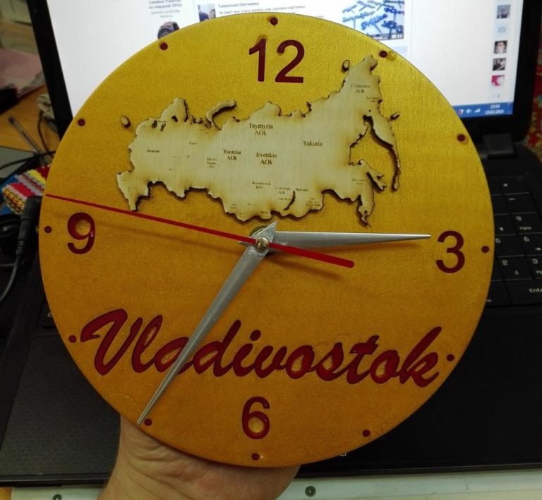 Laser Cut Wall Clock With Russia Map Template Free Vector File