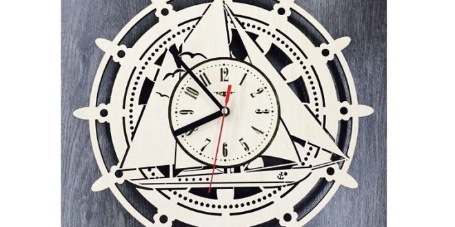 Laser Cut Wall Clock Yacht Boat Ship Free Vector File