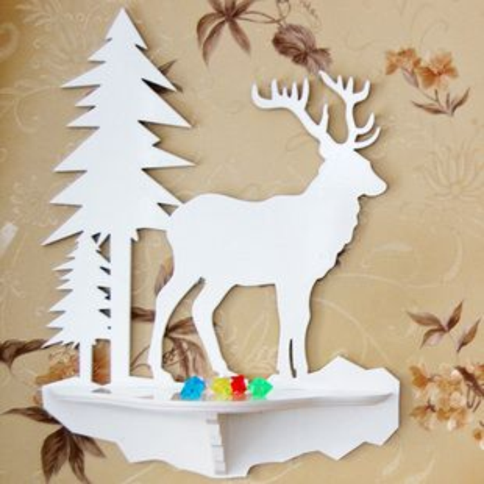 Laser Cut Wall Shelf Deers Free Vector File