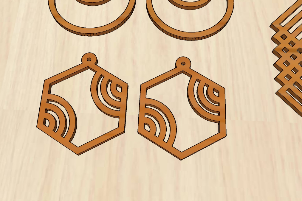 Laser Cut Walnut Septagon Shaped Wooden Earring Components Free Vector File