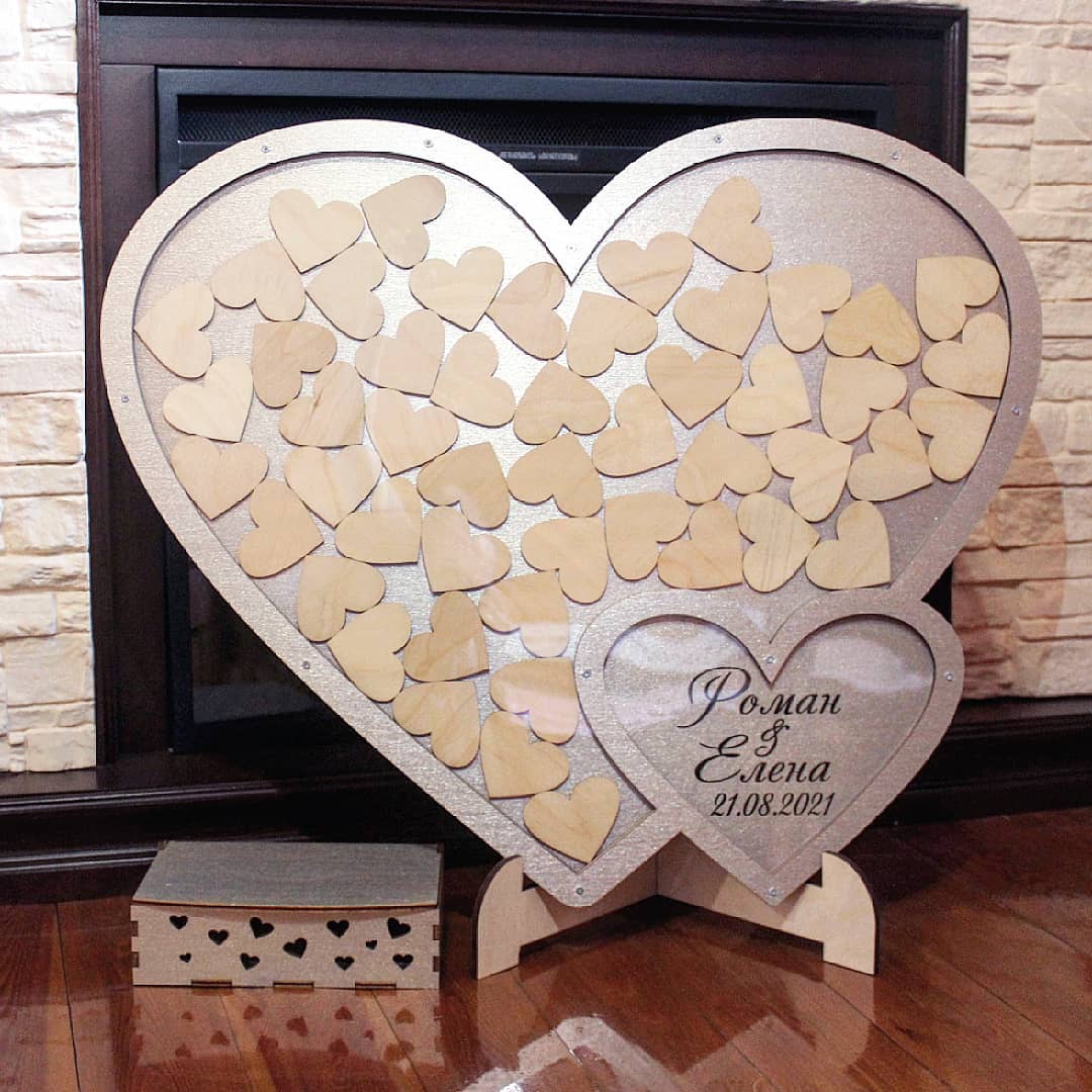 Laser Cut Wedding Book Heart Shaped Drop Box Frame Free Vector File