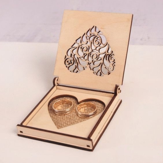 Laser Cut Wedding Rings Box Free Vector File