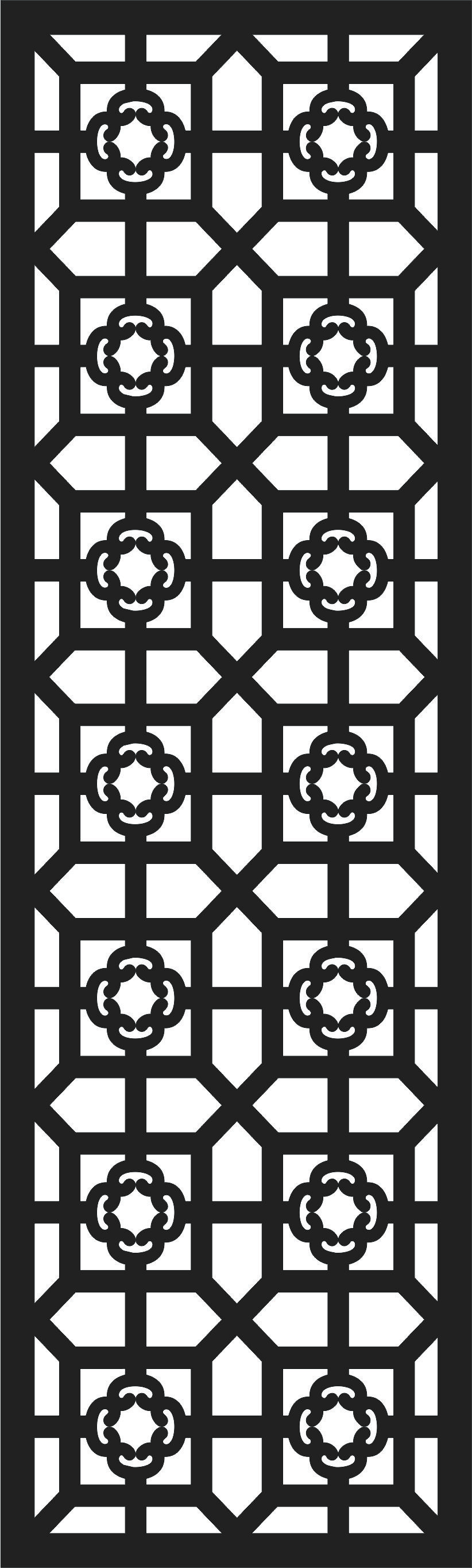 Laser Cut Window Lattice Seamless Screen Design Free DXF File