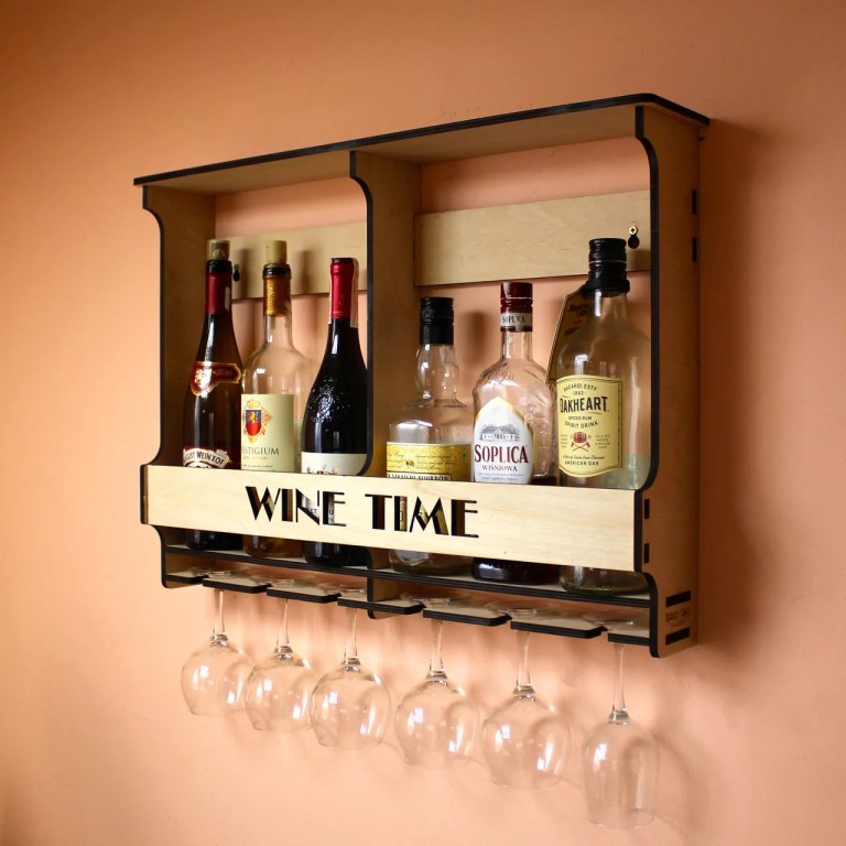 Laser Cut Wine Shelf Drawing Free Vector File