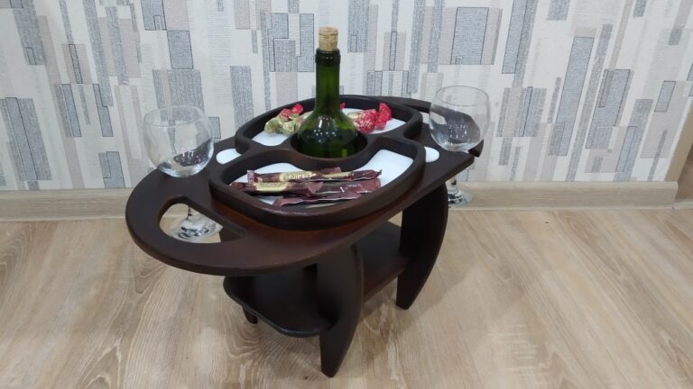 Laser Cut Wine Table Wine Bottle And Glass Holder Free Vector File