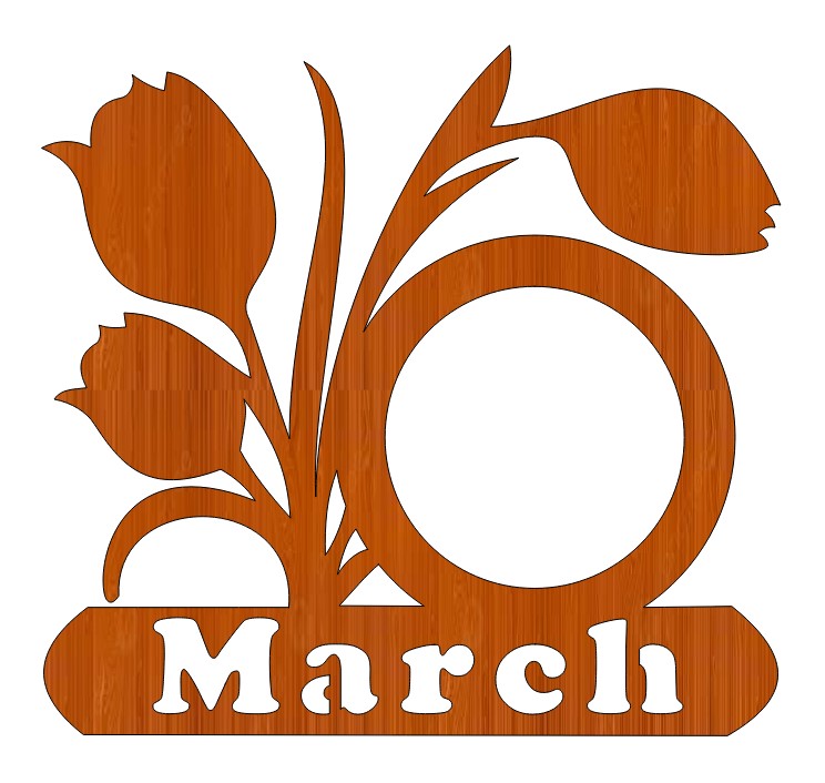 Laser Cut Women Day Flower Shaped Wooden Photo Frame Free Vector File