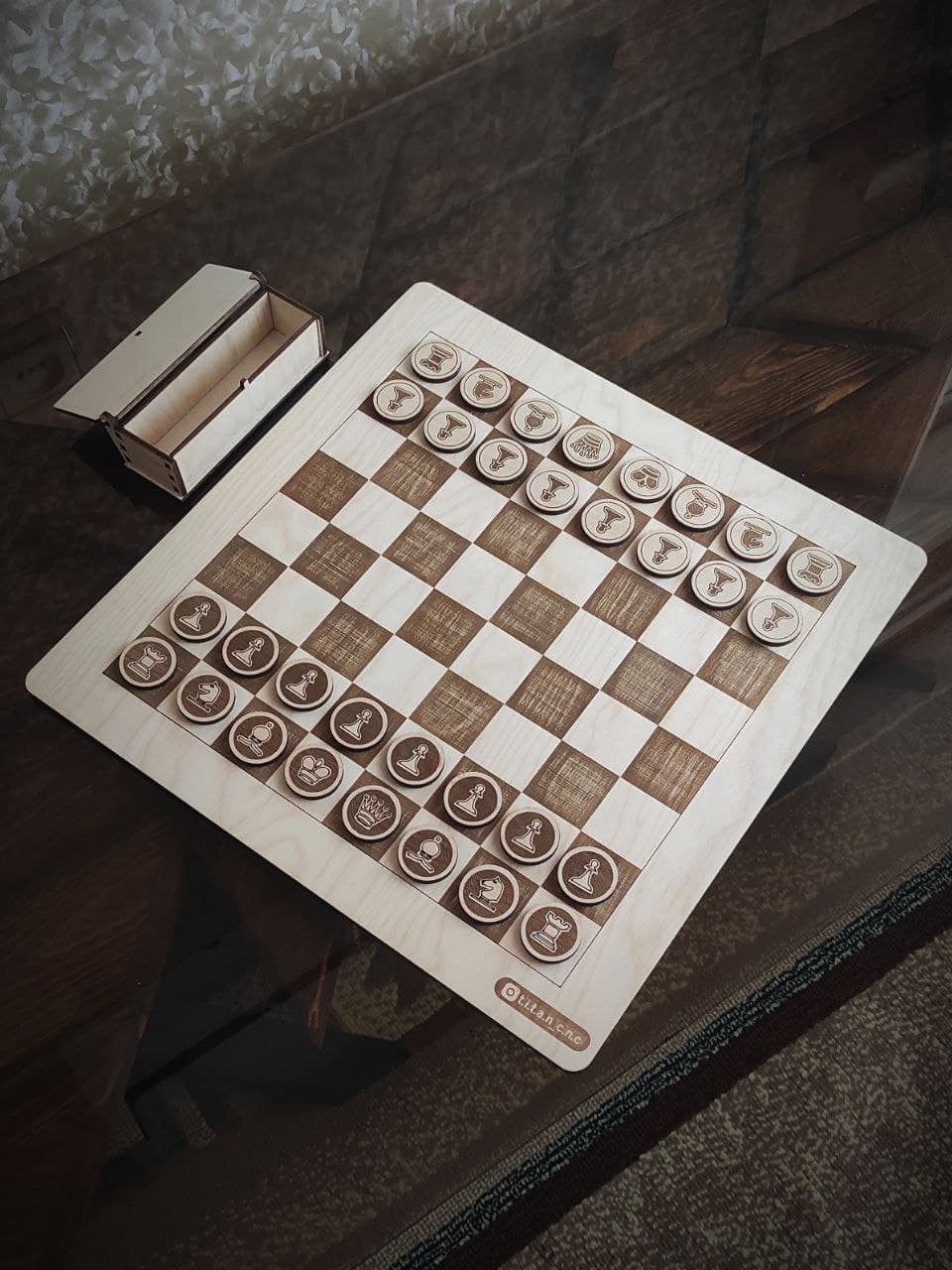 Laser Cut Wood Chess Set And Box Free Vector File