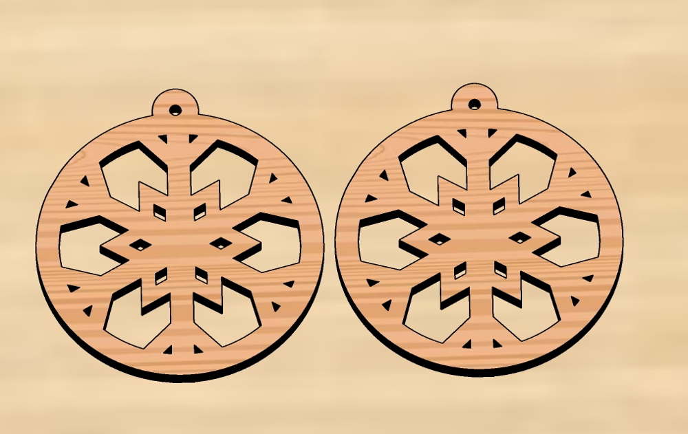 Laser Cut Wood Christmas Earrings Free DXF File