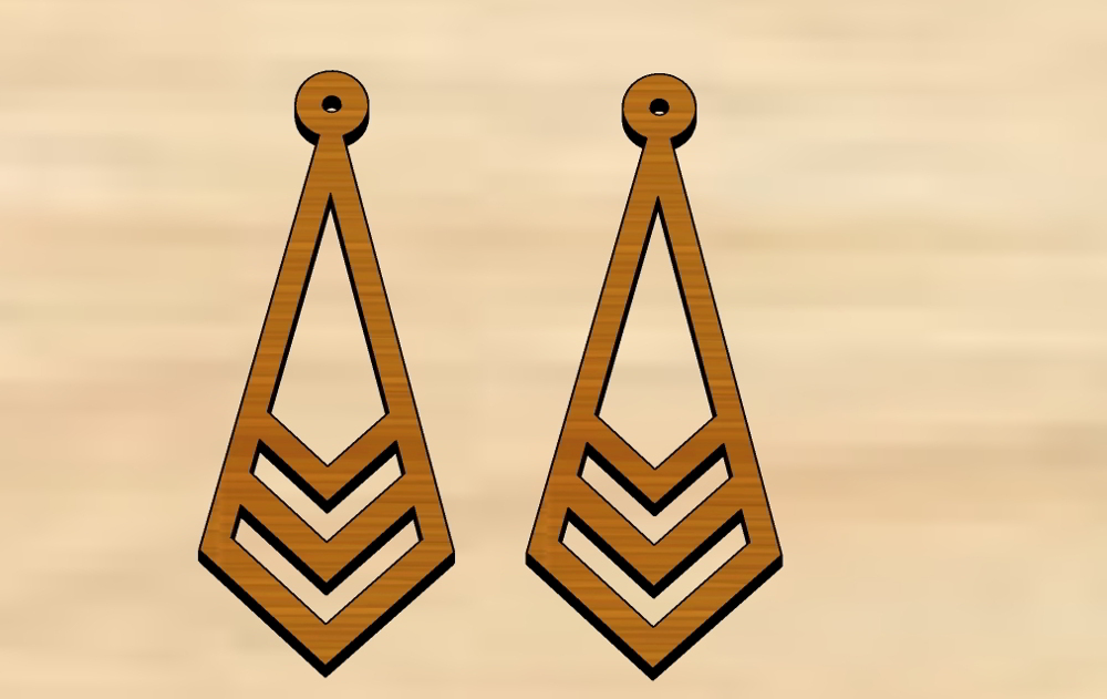 Laser Cut Wood Dangle Earrings Tribal Design Free DXF File