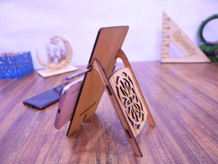 Laser Cut Wood Desk Phone Stand Free Vector File