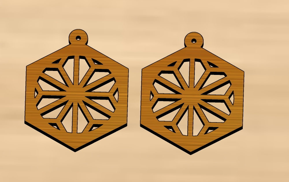 Laser Cut Wood Geometric Snowflakes Earrings Christmas Decorations Free DXF File