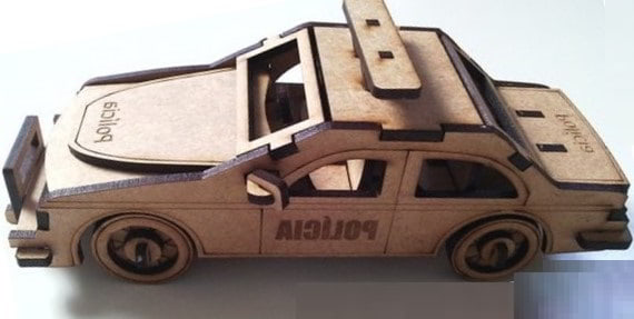 Laser Cut Wooden 3d Puzzle Police Car Toy Free Vector File