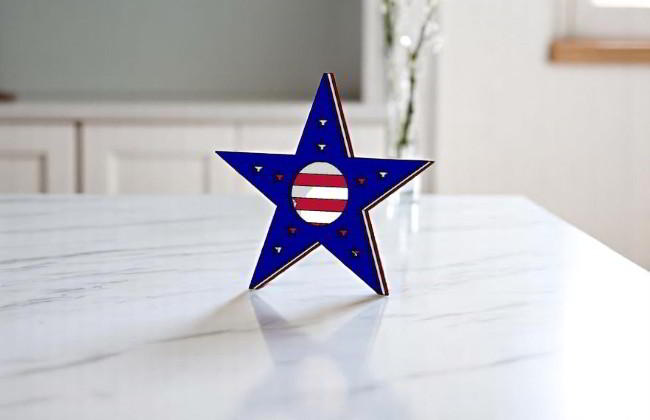 Laser Cut Wooden 4th Of July Badge Free DXF File