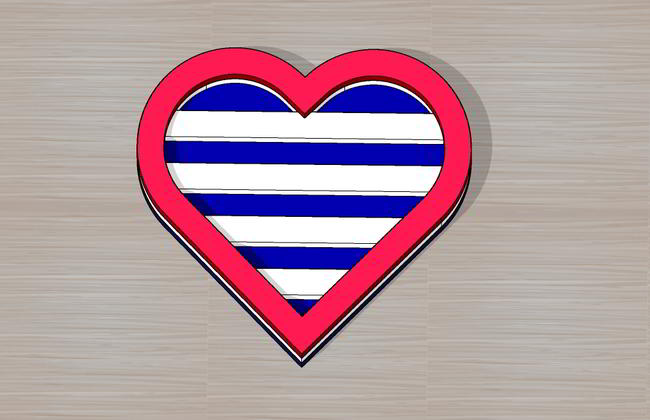Laser Cut Wooden 4th Of July Heart Badge Free DXF File