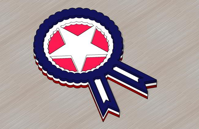 Laser Cut Wooden 4th Of July Star Badge Free Vector File