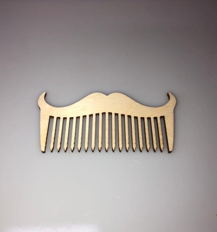 Laser Cut Wooden Beard And Moustache Comb Free Vector File