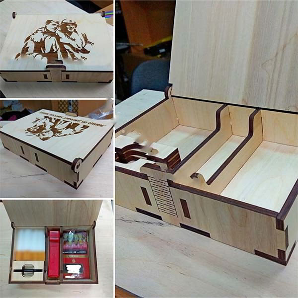 Laser Cut Wooden Box For Smoking Accessories Wooden Cigarette Case Free DXF File
