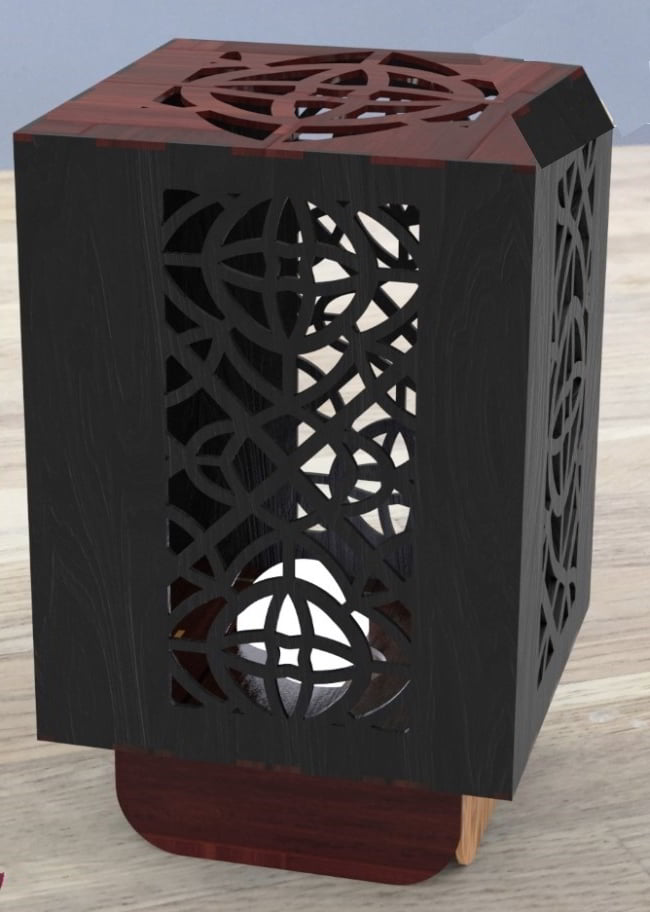 Laser Cut Wooden Box Lamp Free Vector File