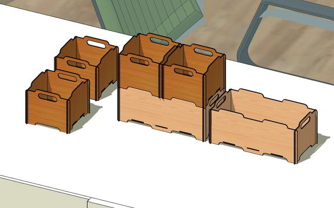 Laser Cut Wooden Box Stackable Crates Free Vector File