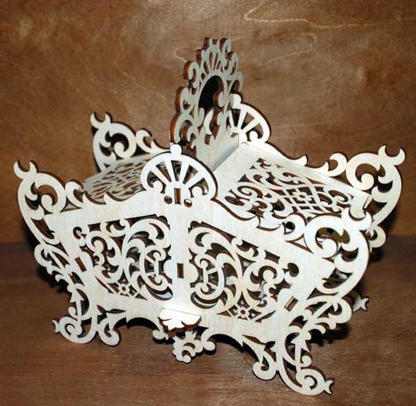 Laser Cut Wooden Candy Dish Decorative Candy Bowl Basket 6mm Free Vector File
