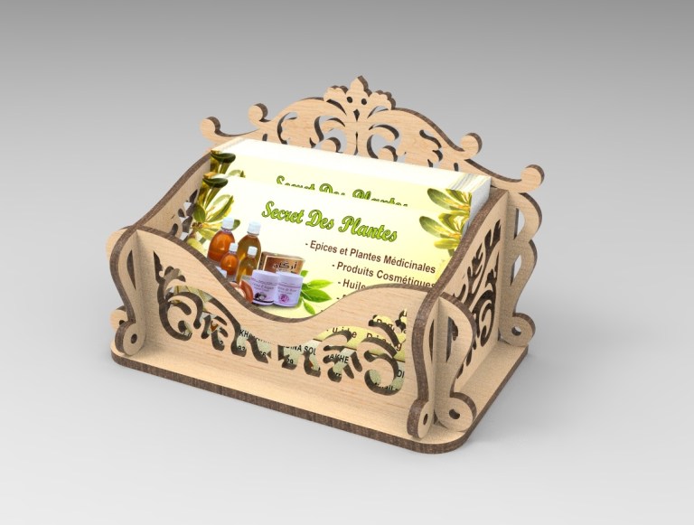 Laser Cut Wooden Card Holder Box Free DXF File