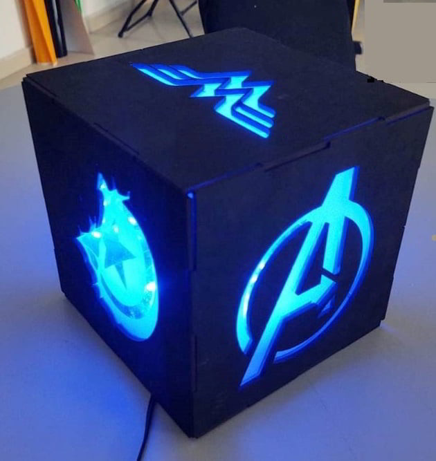 Laser Cut Wooden Cube Led Lamp Free Vector File